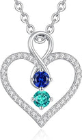 LOUISA SECRET Infinity Double Birthstone Necklace, 925 Sterling Silver Tiny Pendant Heart Necklace for Women Wife Her, Best Jewelry Gift Heart Jewelry Meaningful Gift for Valentine's Day, Christmas, Birthday Anniversary