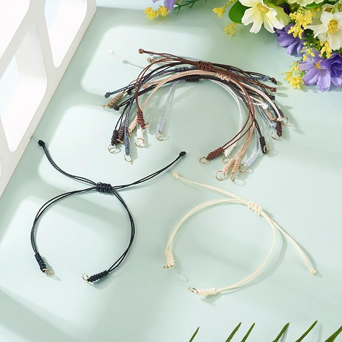 30Pcs Braided Adjustable Cord for Bracelet,Waxed Polyester Cord Adjustable Bracelet,Semi Finished Friendship Bracelet String,Knot Rope Handmade Braid String for Jewelry Making DIY Craft