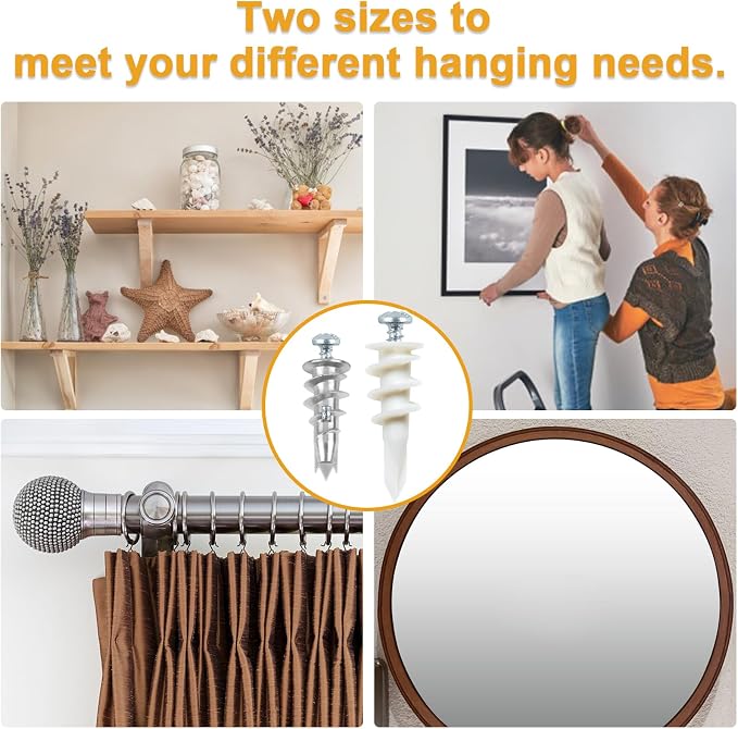 Self Drilling Drywall Anchors Assortment Kit, Curtain Rods, Art Hanging - Image 4