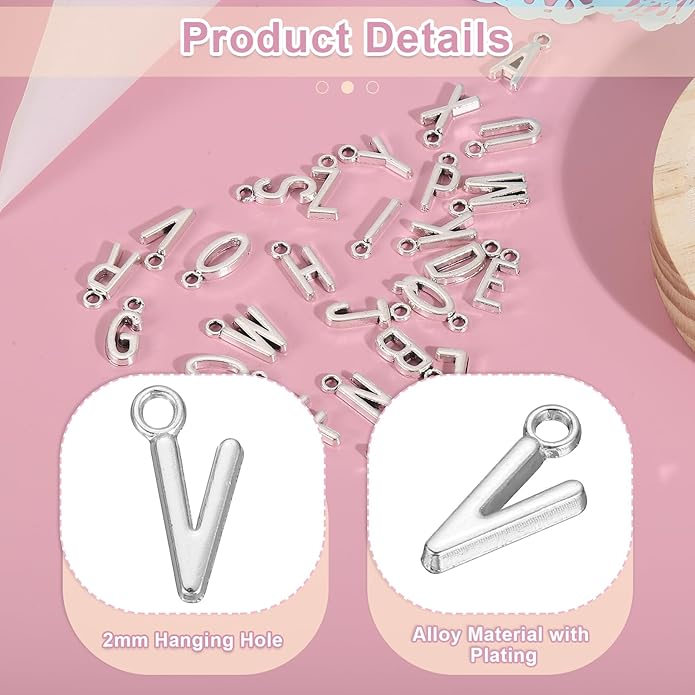 uxcell Letter Charm, Alloy Letter Initial Alphabet Charm for DIY Crafts Jewelry Making Bracelet Earrings Necklace