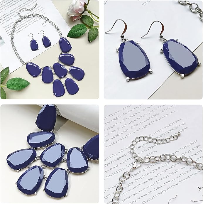 Firstmeet Chunky Bubble Statement Collar Necklace with Earrings for Women