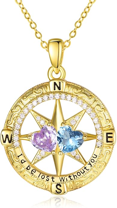 Valentine's Day Gifts for Wife 925 Sterling Silver Double Birthstone Pendant Necklaces I Love You for Always and Forever Necklace Anniversary Birthday Gifts for Wife Girlfriend Mom Her