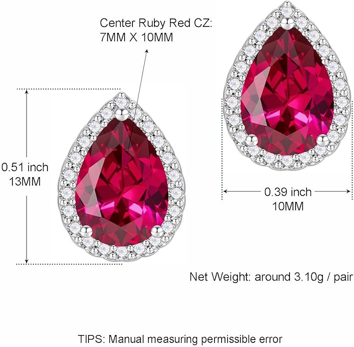 YOMELA Cubic Zirconia Earrings Studs, Halo CZ Birthstone Simulated Diamond Stud Earrings for Women