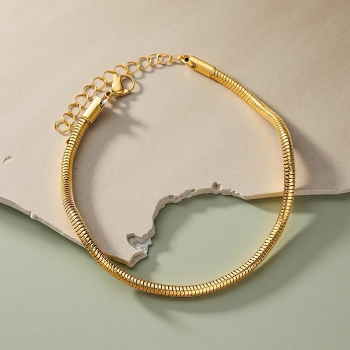 Adjustable Stainless Steel Snake Chain Anklet for Women Minimalist Beach Summer Ankle Bracelet Jewelry Gift