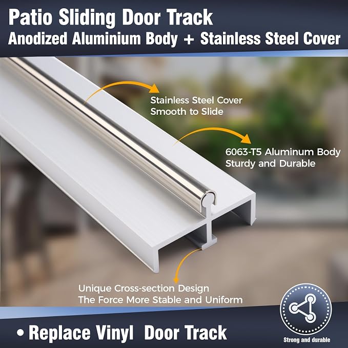 Aluminum Sliding Door Double Panel Track, Sliding Door Bottom Track, Paito - Image 2