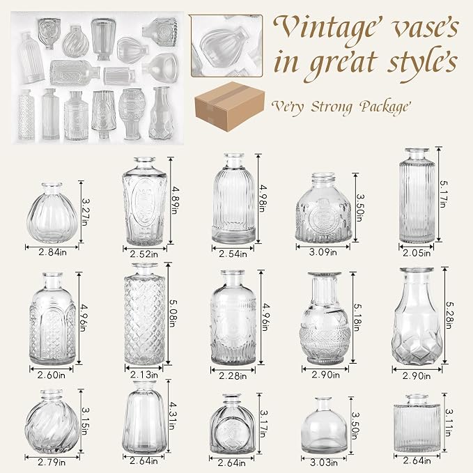 Glass Bud Vase 15 Pcs for Centerpieces Wedding, Home Decor, Bud Vases in Bulk - Image 7