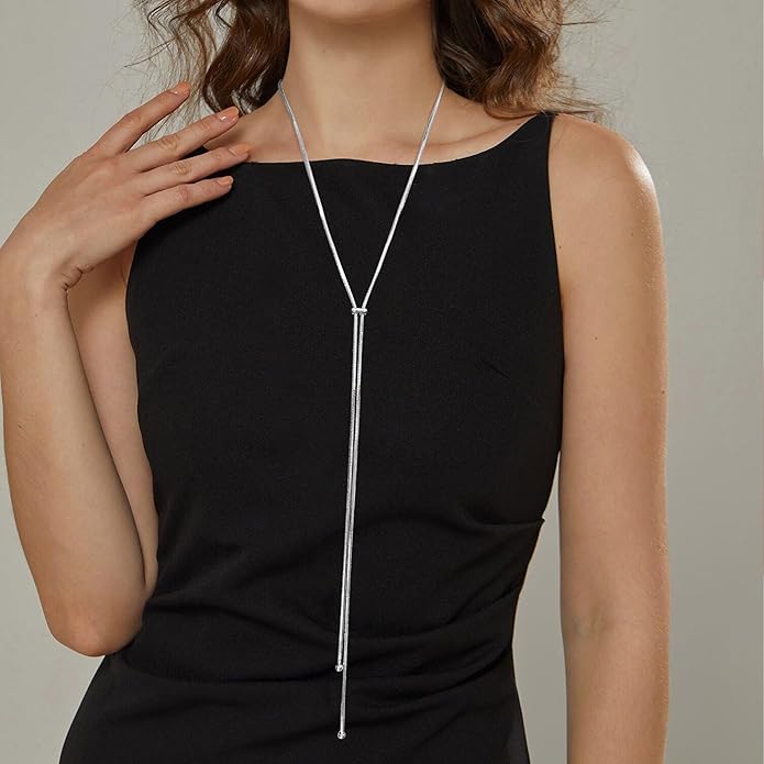 Gold Silver Necklace for Women Y Chain Adjustable Gold Long Necklaces Fashion Dainty Jewelry