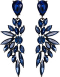 BriLove Women's Wedding Bridal Crystal Teardrop Multi Marquise Cluster Bling Dangle Earrings