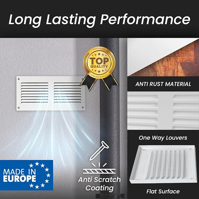Repa Market 2-Pack Air Vent Cover 16x12 Inch White Galvanized Steel Louvered - Image 3