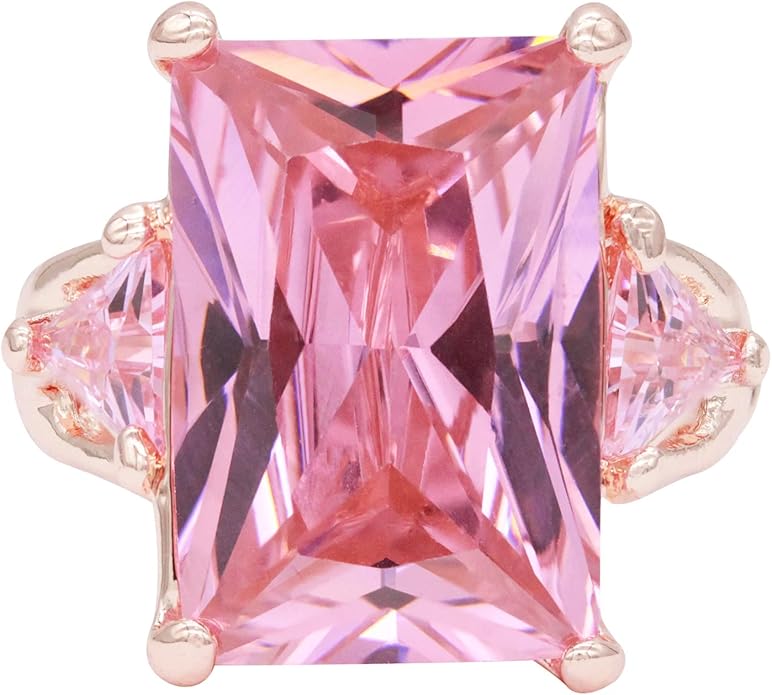 Lavencious Big Bold Radiant CZ Stones Stretch Rings for Women Size for 7-9