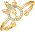 Unicorn Rings Gifts for Girls - Adjustable Initial Ring Dainty Cute Unicorn Rings for Girl Teens Little Girls Jewelry Birthday Gift