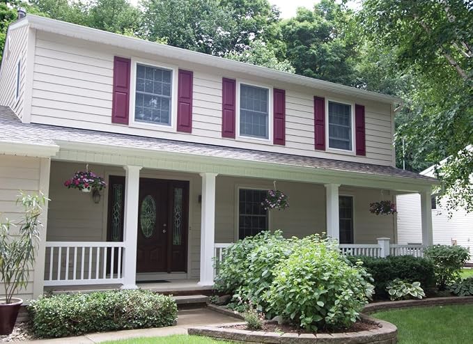 Homeside Raised Panel Vinyl Shutter 1 Pair 14-1/2in. x 63in. 330 Berry - Image 5