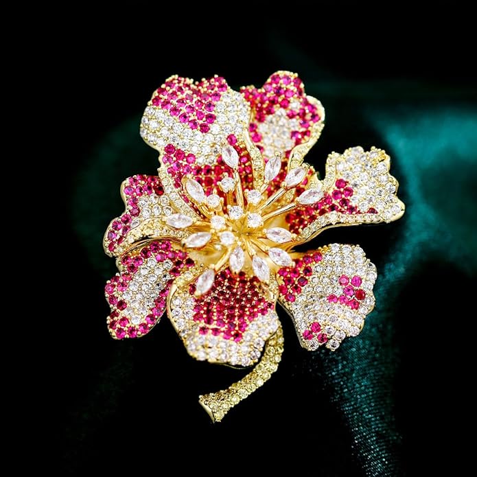 Flower Brooch for Women Rhinestone Flower Brooch Pins Floral Brooches Jewelry Gift for Mom Wife
