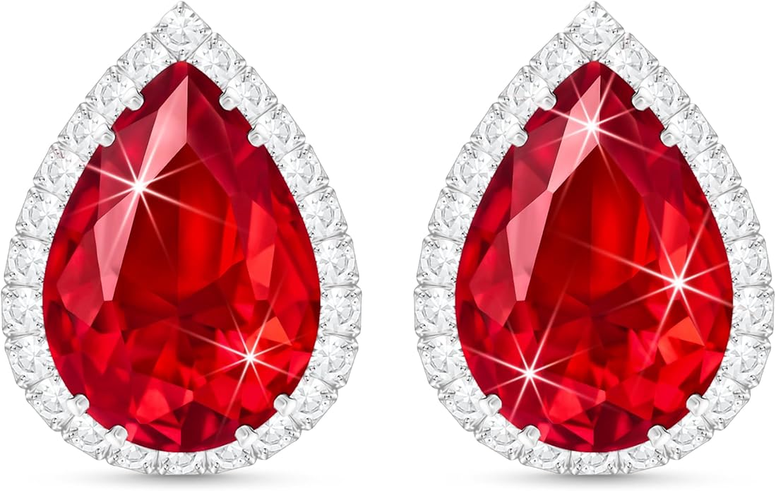 Linawe Women Stud Earrings, Teardrop Diamond Moissanite Cubic Zirconia Earrings Studs Rhinestone Jewelry Gold/Silver/Rose Gold