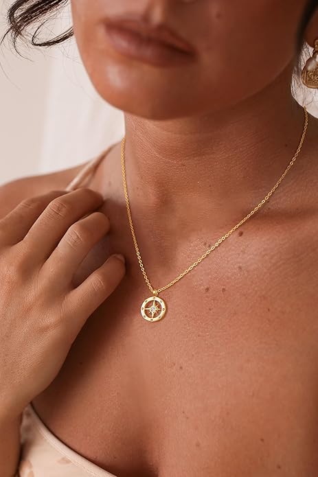 CHESKY Layered Necklaces for Women Trendy, Dainty 14k Gold Plated Pendant Necklace Layering Necklace for Women Non Tarnish Hypoallergenic Sun Gold Necklace Stack Gold Jewelry for Women Gifts