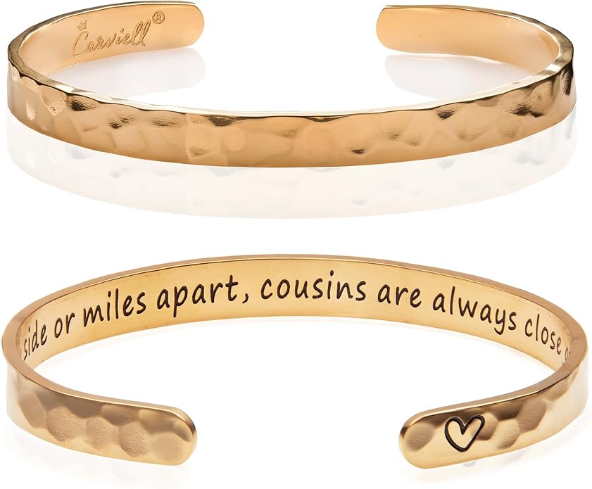 Carviell Engraved Cuff Bracelets for Women – Inspirational, Friendship, Love, Mom, Daughter, Sister, Christian, Graduation, Memorial & Wedding Gifts – 80+ Phrases – Stainless Steel, Gift-Ready