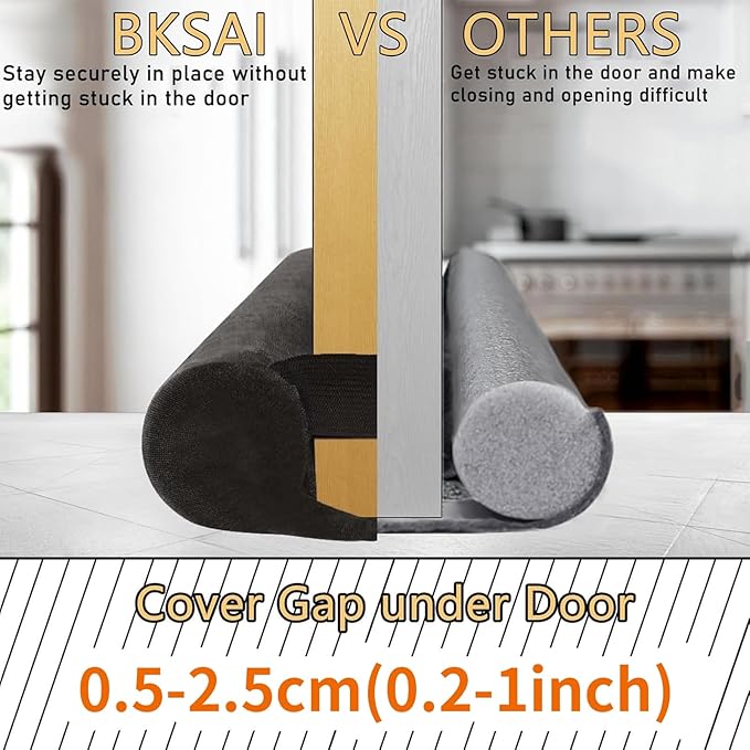 BKSAI Door Draft Stopper for Doors 31-39" No Adhesive Draft Stopper for Bottom - Image 3