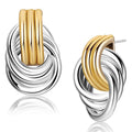 Knot Link Earrings, Chunky Circle Drop Dangle Studs Two Tones Mix-colred Earrings