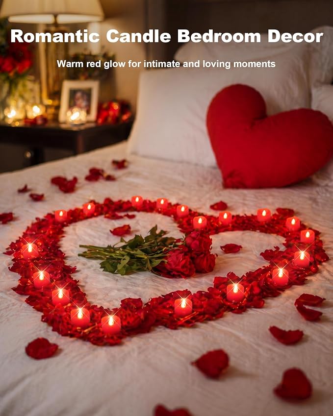 Homemory 12-Pack Red Flameless Battery Tea Light Candles, 200+ Hours | - Image 3
