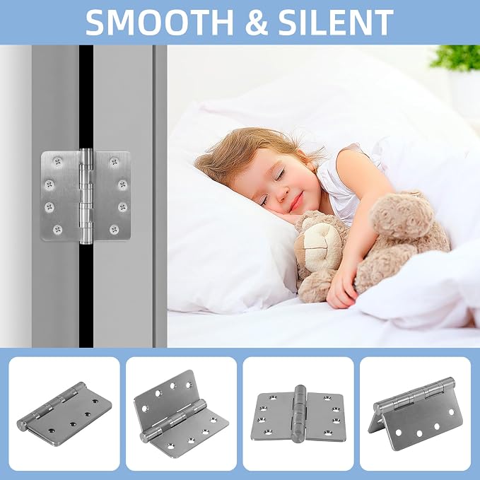 6 Pack Heavy Duty Door Hinges, 4 Inch Ball Bearing Door Hinges Stainless Steel - Image 5
