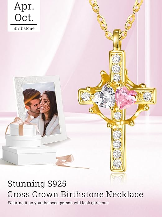 Valentine's Day Gifts for Wife 925 Sterling Silver Double Birthstone Pendant Necklaces I Love You for Always and Forever Necklace Anniversary Birthday Gifts for Wife Girlfriend Mom Her