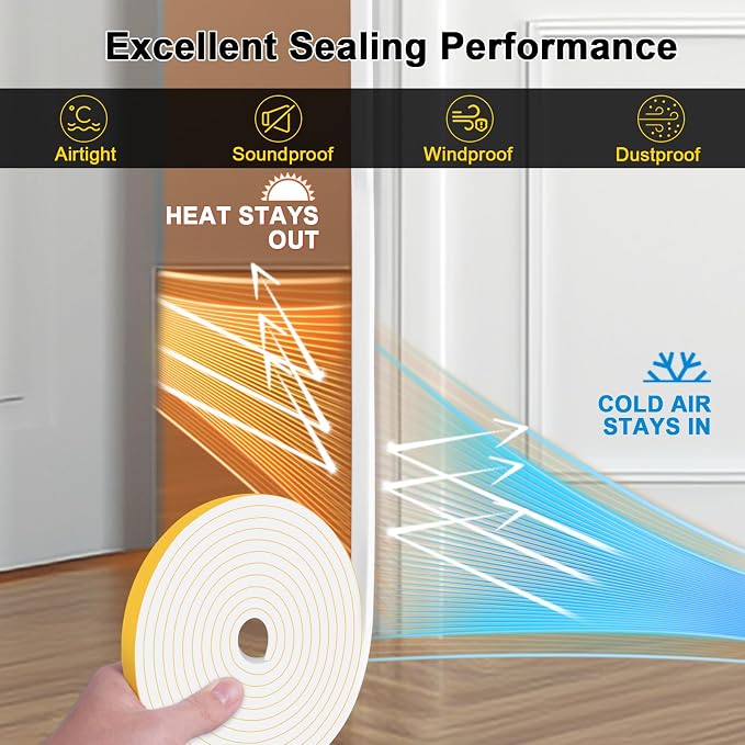 1/2in Square Foam Seal Tape for Door & Large Gap, Strong Adhesive | Blocks - Image 3