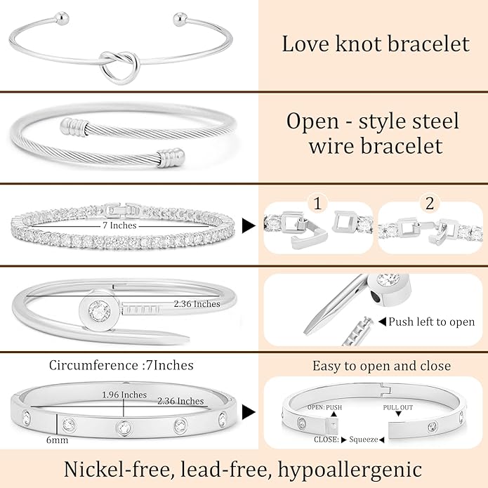 18 K Gold Plated Love Bangle Bracelet Stack Cuff Jewelry for Women Jewelry Set for Women Gift with Box