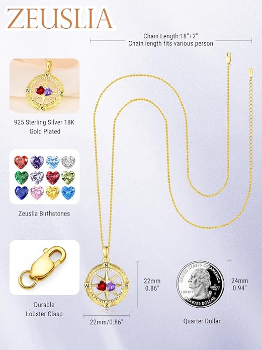 Valentine's Day Gifts for Wife 925 Sterling Silver Double Birthstone Pendant Necklaces I Love You for Always and Forever Necklace Anniversary Birthday Gifts for Wife Girlfriend Mom Her