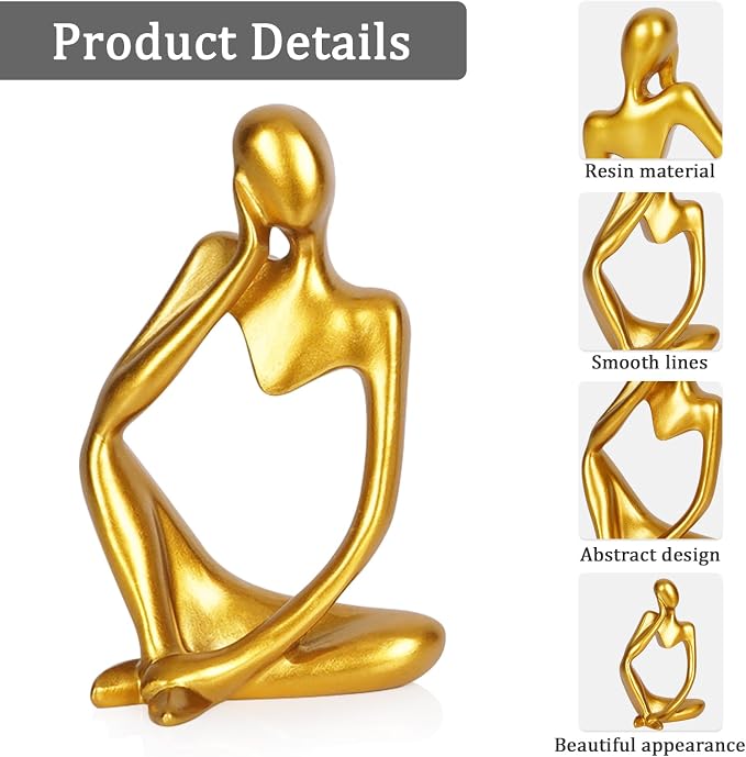 Sandstone Resin Thinker Statue Style Abstract Sculpture, Modern Aesthetic - Image 4