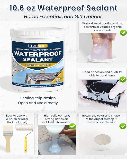Transparent Waterproof Coating, TUFINEIN 10.6oz Invisible Waterproof Agent - Image 6
