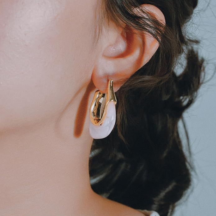 Acrylic Hoop Earrings Chunky Huggie Statement Vintage Earrings Cute Resin Drop Earring Trendy Jewelry Gifts for Women