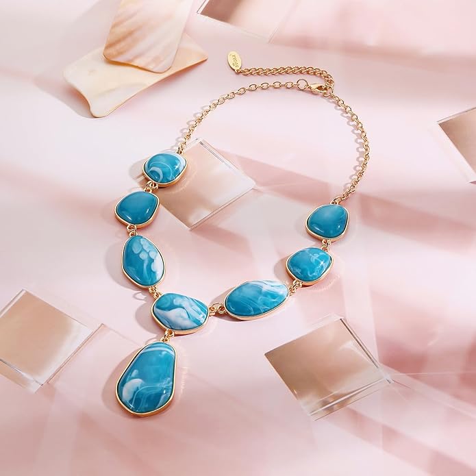 Bocar Bubble Chunky Necklace Alloy Necklace Resin Statement Pendant Necklace for Women