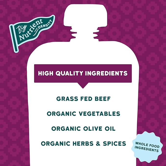 Serenity Kids 7+ Months Beef Chimichurri Baby Food Pouches - 3.5 Oz, Pack of 6 - Nutrient-Packed Puree with Organic Veggies - 5g Protein Pouch for Growth & Baby Essentials - Toddler Food Puree