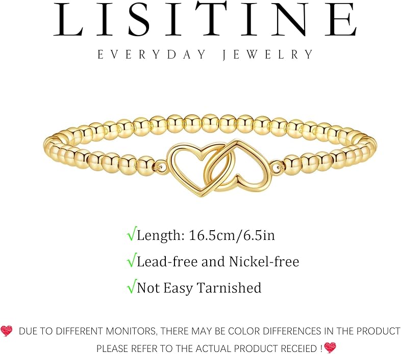 Gold Bracelets for Women 14K Gold Beaded Bracelets Stackable Bracelets for Women Gold Charm Bracelet Non Tarnish Gold Jewelry for Women Trendy
