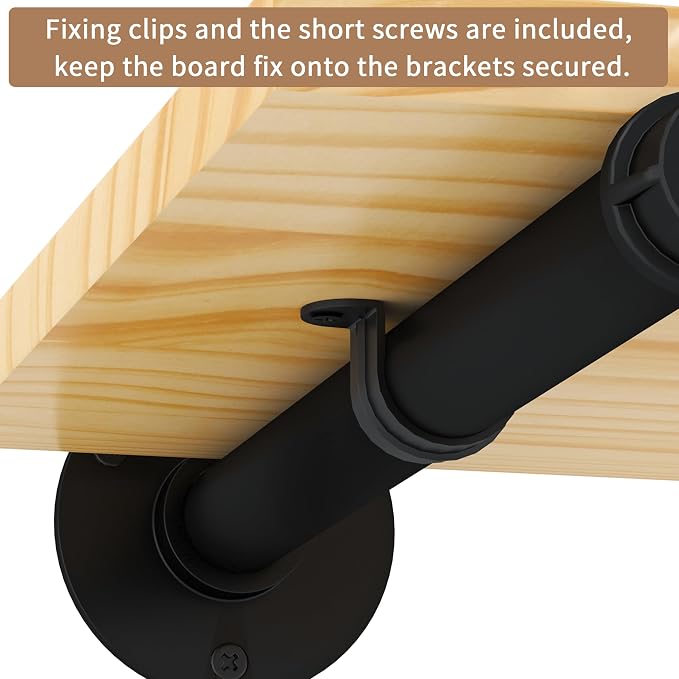 Industrial Pipe Shelf Brackets for 10 Inches Board, Heavy Duty Wall Mounted - Image 6