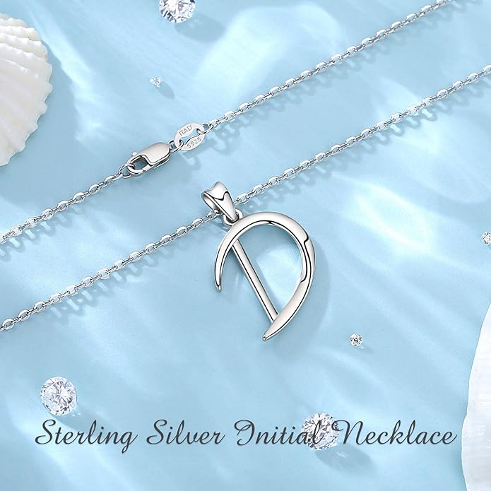 EUDORA Sterling Silver Initial Necklaces for Women, Classic 26 Letter Neckless Gifts for Girls, Sister, Mother Daughter, 18 inch Chain