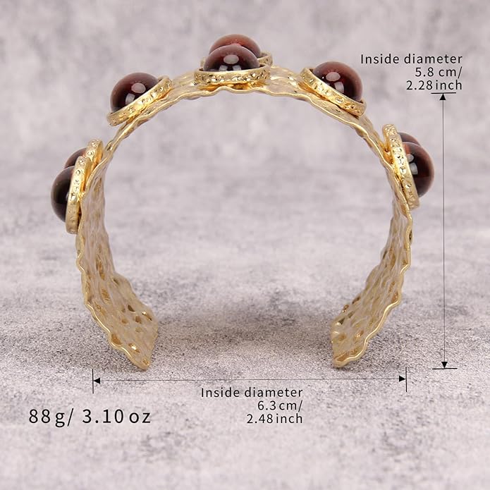 Gold Cuff Bracelet for Women Silver Beaded Bracelets Open Bangle Stackable Stretch Bead Bracelet Boho Jewelry Gifts for Wife Couple
