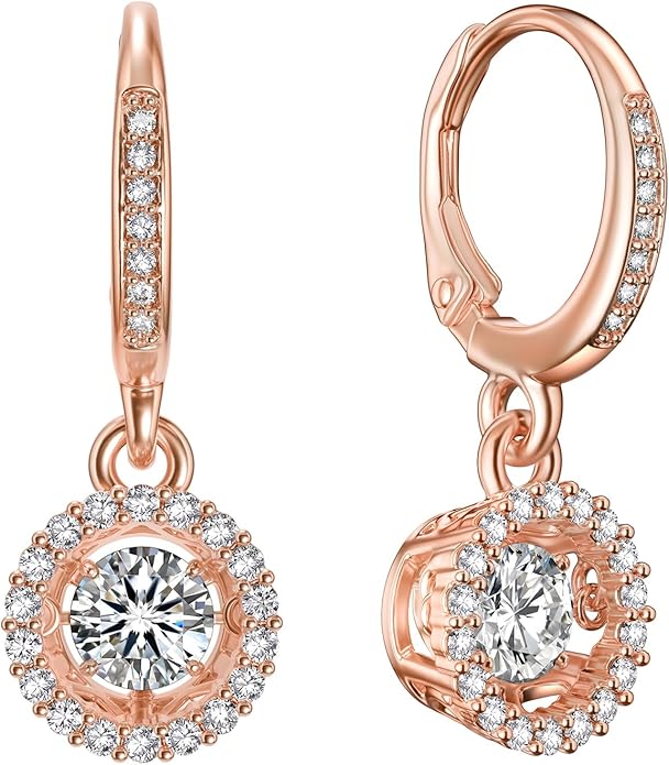 MomentWish Dangle Earrings for Women-925 Sterling Silver Moissanite Earring, Women's Gift for Valentine Birthday, D Color VVS1 Dancing Moissanite Hoops