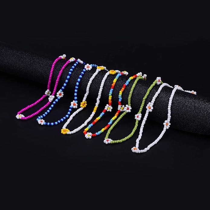 BodyJ4You 12PC Tattoo Choker Necklace for Women - 90s Choker Necklaces Y2K Fashion Trendy Vintage - Emo Black Choker Rainbow Pink White Purple Neon Green Blue Daisy Flower