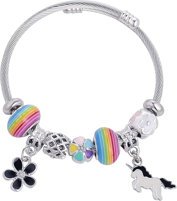 Charm Bracelets for Girls Cute Cartoon Friendship Bracelets Adjustable Bangle Gifts for Girls DIY Jewelry