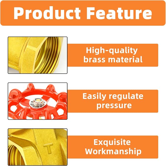 GASHER 1PCS 2 Inch Brass industrial Gate Valve, Heavy-duty Rotary Sluice Valve - Image 4