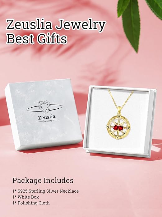 Valentine's Day Gifts for Wife 925 Sterling Silver Double Birthstone Pendant Necklaces I Love You for Always and Forever Necklace Anniversary Birthday Gifts for Wife Girlfriend Mom Her