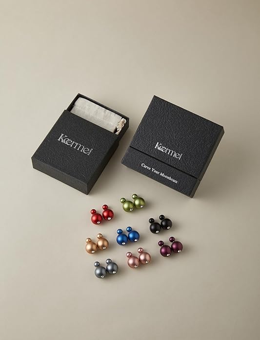 Trendy Stud Earrings Set for Women, 3 Pairs of Ball Earrings, Colorful Replaceable Beads, Gemstone Design, Lightweight Aluminum Alloy, Hypoallergenic Titanium Stainless Steel Stud