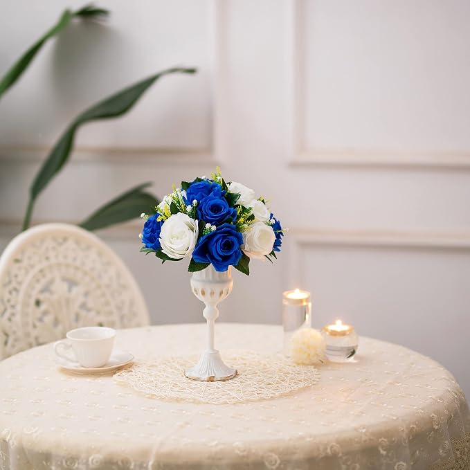 BLOSMON Royal Blue Artificial Flowers: 6 Pcs Fake Roses Flower Ball Centerpieces - Image 6