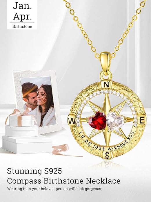 Valentine's Day Gifts for Wife 925 Sterling Silver Double Birthstone Pendant Necklaces I Love You for Always and Forever Necklace Anniversary Birthday Gifts for Wife Girlfriend Mom Her