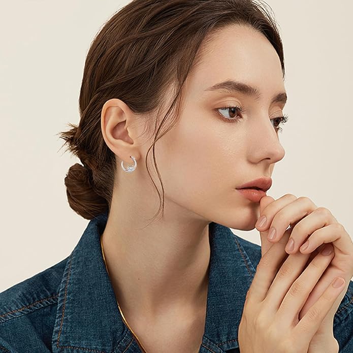 JUSTKIDSTOY Hypoallergenic Panda/Unicorn/Hummingbird/Dolphin Hoop Earrings for Women 925 Sterling Silver Animal Huggie Hoop Earrings Jewelry Gifts for Sensitive Ears