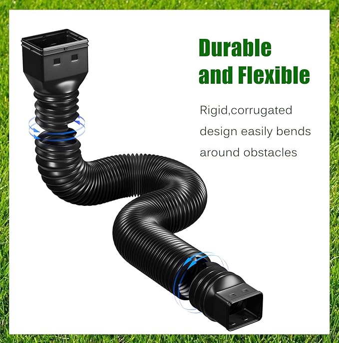 2 Pack Rain Gutter Downspout Extensions Flexible, Down Spout Extender Diverter - Image 6