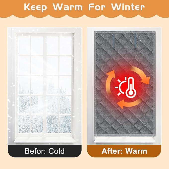 Window Insulation kit, 3-Layer Cotton Thermal Insulated Window Cover 47 Inch x - Image 5