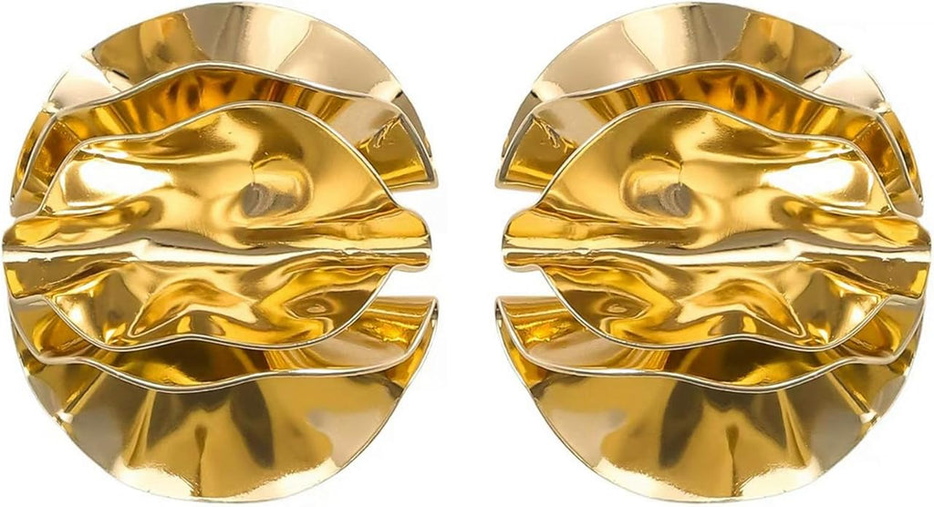 Gold Flower Statement Earrings for Women, Large Chunky Bohomian Summer Beach Floral Earring, Irregular Bold Exaggerated Earrings