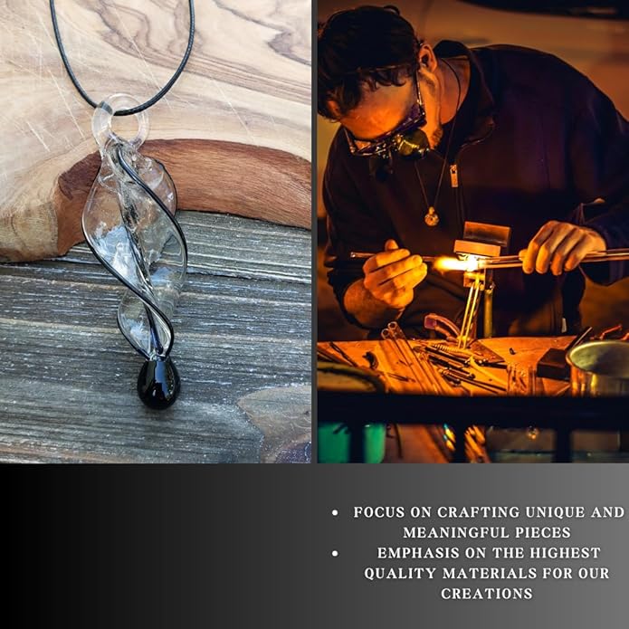 BESHEEK Murano Inspired Twist and Twirl Glass Pendant Necklace for Women Handcrafted Artisan Hypoallergenic Italian Style Jewelry